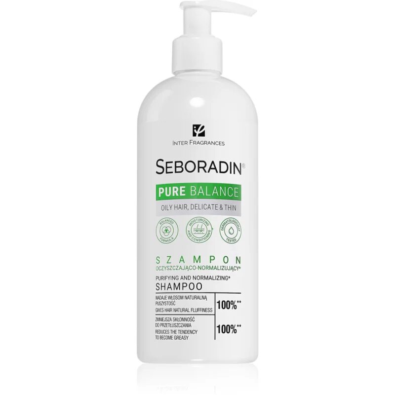 Seboradin Pure Balance tisztító sampon zsíros lágy és porózus hajra 400 ml