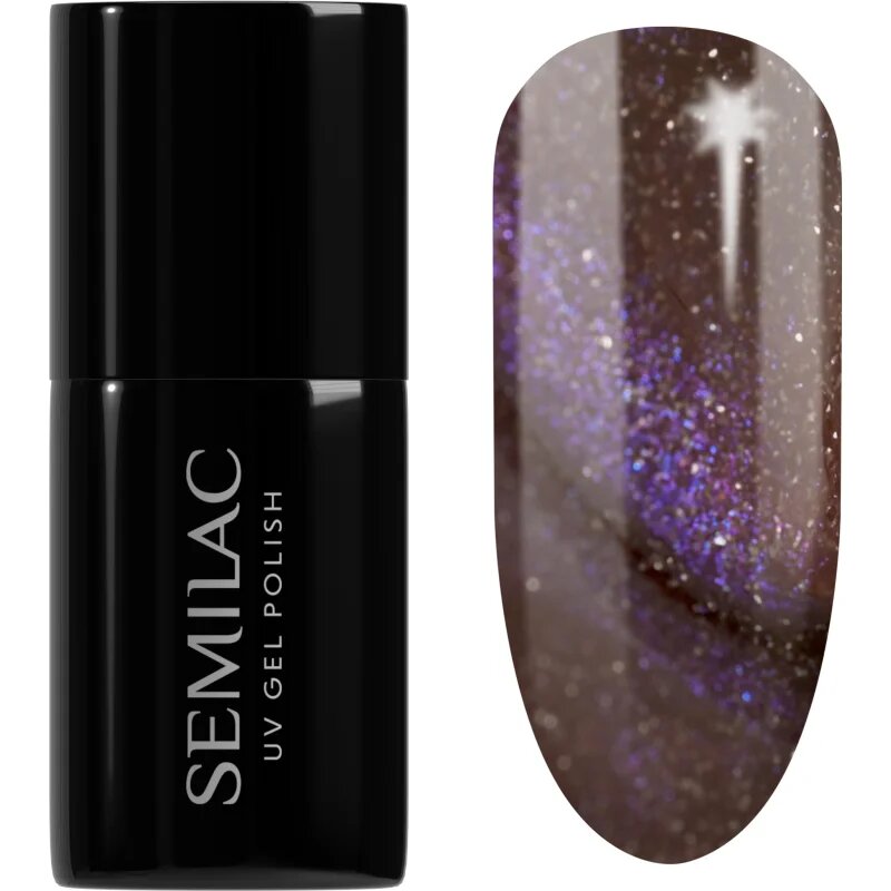 Semilac UV Hybrid Galaxy Flash gél körömlakk UV / LED-es lámpákhoz árnyalat 827 AI Brown 7 ml
