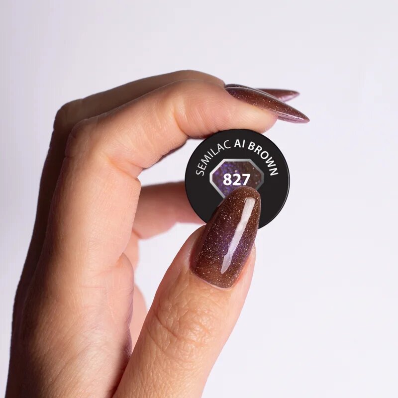 Semilac UV Hybrid Galaxy Flash gél körömlakk UV / LED-es lámpákhoz árnyalat 827 AI Brown 7 ml