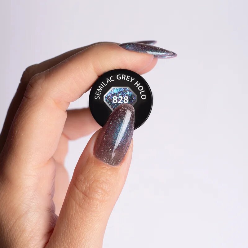 Semilac UV Hybrid Galaxy Flash gél körömlakk UV / LED-es lámpákhoz árnyalat 828 Grey Holo 7 ml