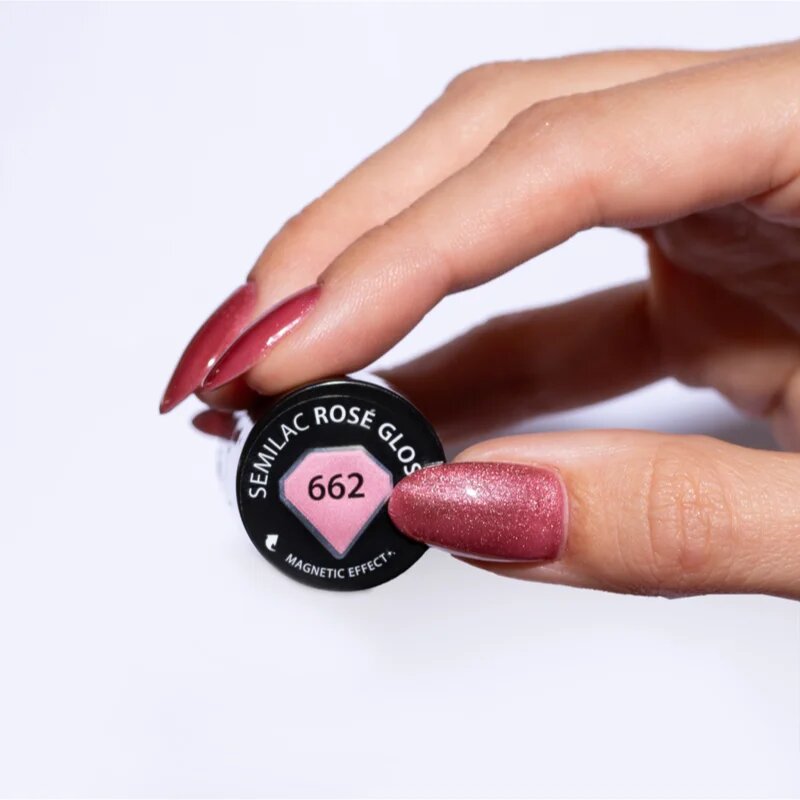 Semilac UV Hybrid Gloss GALA gél körömlakk UV / LED-es lámpákhoz árnyalat 662 Rosé Gloss 7 ml