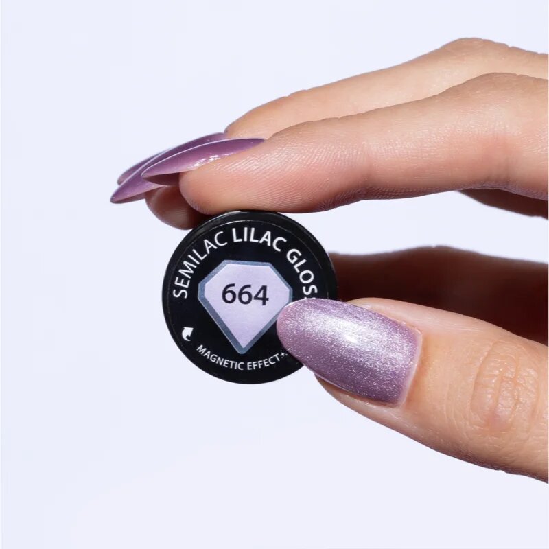 Semilac UV Hybrid Gloss GALA gél körömlakk UV / LED-es lámpákhoz árnyalat 664 Lilac Gloss 7 ml