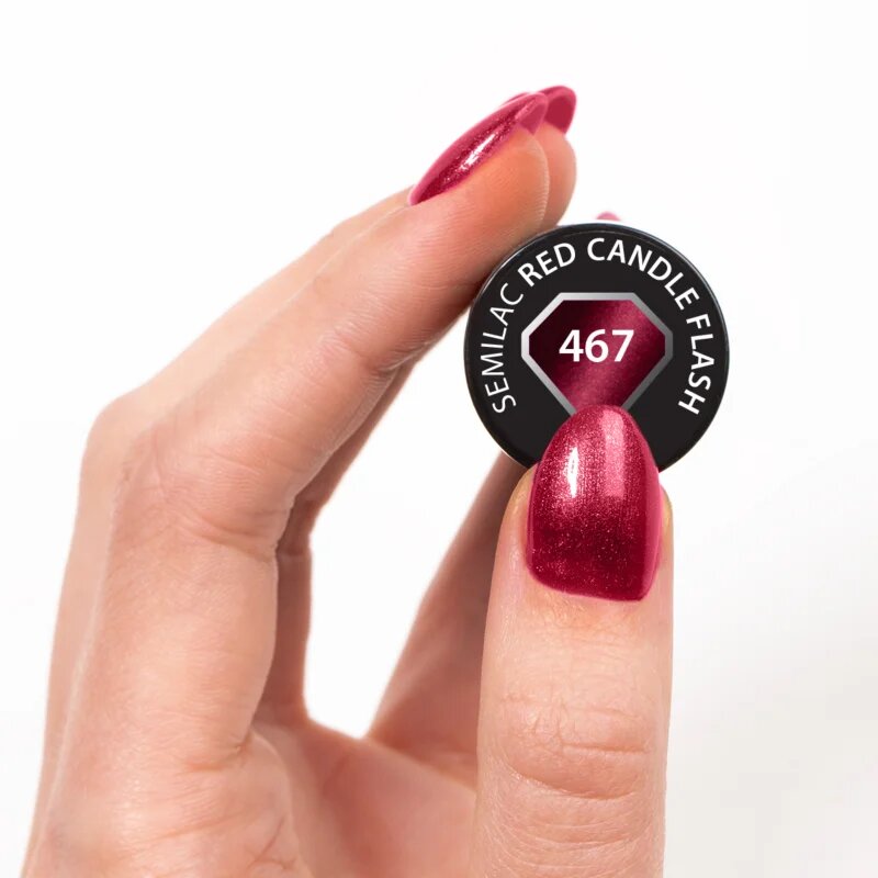 Semilac UV Hybrid Silk Effect gél körömlakk UV / LED-es lámpákhoz árnyalat 467 Red Candle Flash 7 ml