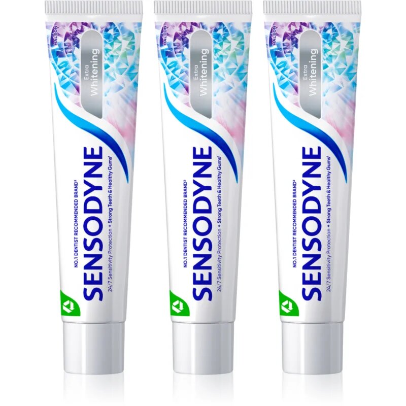 Sensodyne Extra Whitening fogfehérítő paszta fluoriddal érzékeny fogakra 3x75 ml
