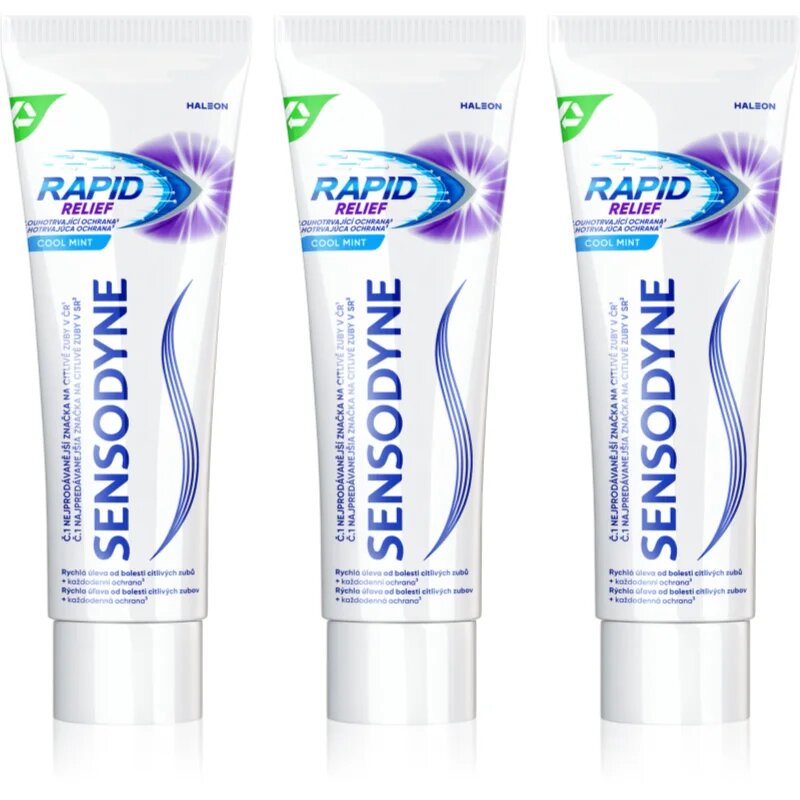 Sensodyne Rapid Cool Mint fluoridos fogkrém érzékeny fogakra 3x75 ml