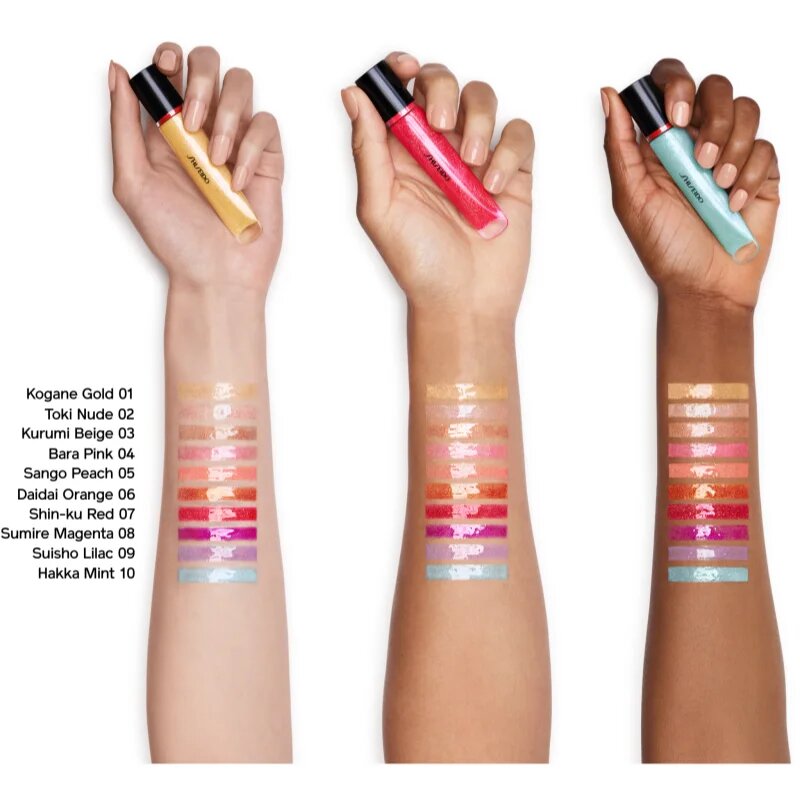 Shiseido Shimmer GelGloss csillogó ajakfény hidratáló hatással árnyalat 07 Shin Ku Red 9 ml