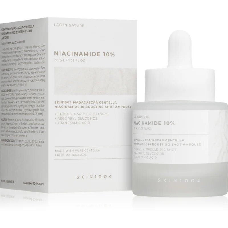 SKIN1004 Lab In Nature Niacinamide 10% Boosting Shot Ampoule regeneráló és élénkítő szérum hidratáló hatással 30 ml