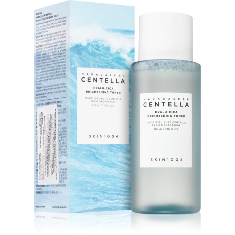 SKIN1004 Madagascar Centella Hyalu-Cica Brightening Toner gyengéd bőrhámlasztó tonik élénk és hidratált bőr 210 ml