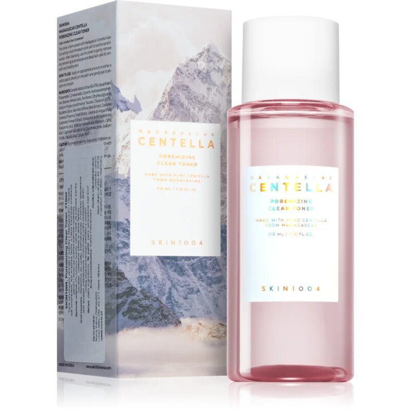 SKIN1004 Madagascar Centella Poremizing Clear Toner gyengéd bőrhámlasztó tonik a bőr kisimításáért és a pórusok minimalizásáért 210 ml