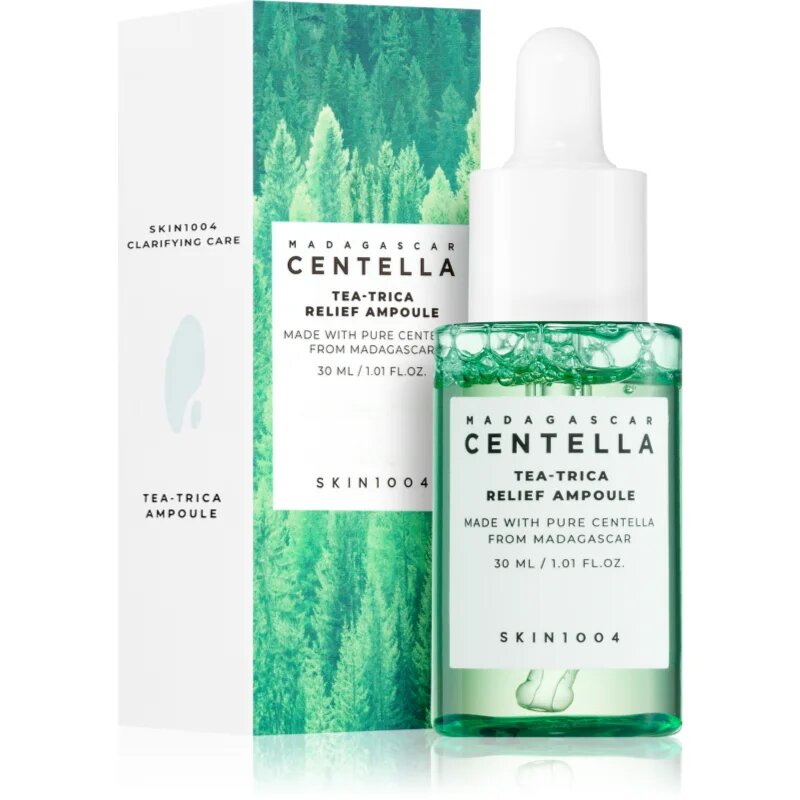 SKIN1004 Madagascar Centella Tea-Trica Relief Ampoule nyugtató arcszérum problémás és pattanásos bőrre 30 ml