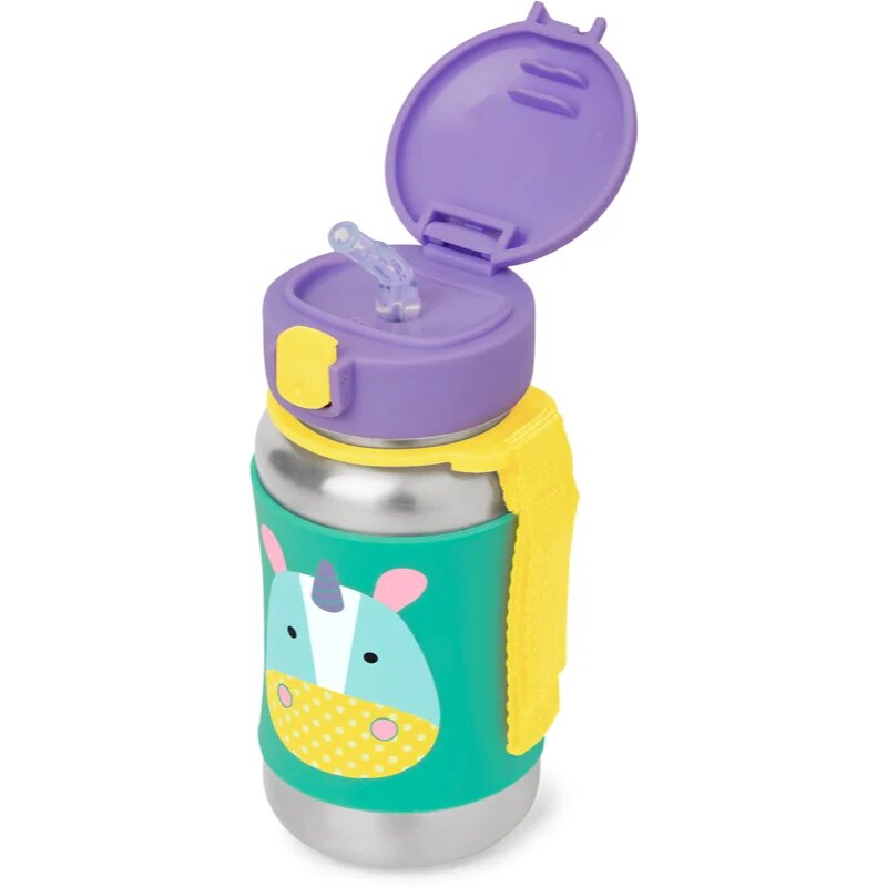 Skip Hop Zoo Straw Bottle rozsdamentes kulacs szívószállal Unicorn 12 m+ 1 db