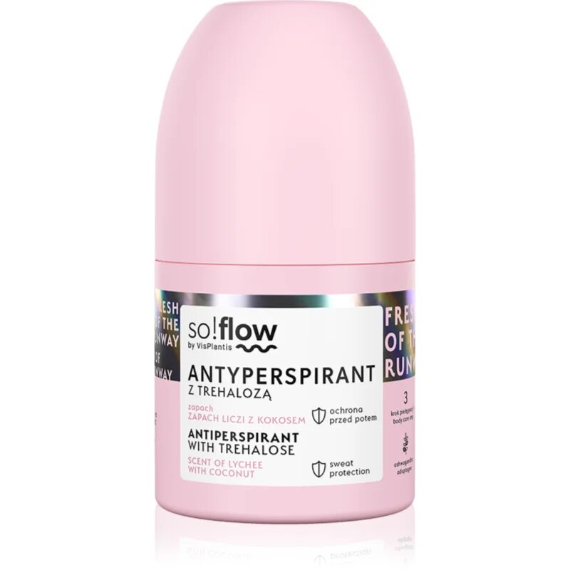 so!flow Antiperspirant golyós dezodor roll-on hölgyeknek Scent of Lychee with Coconut 50 ml