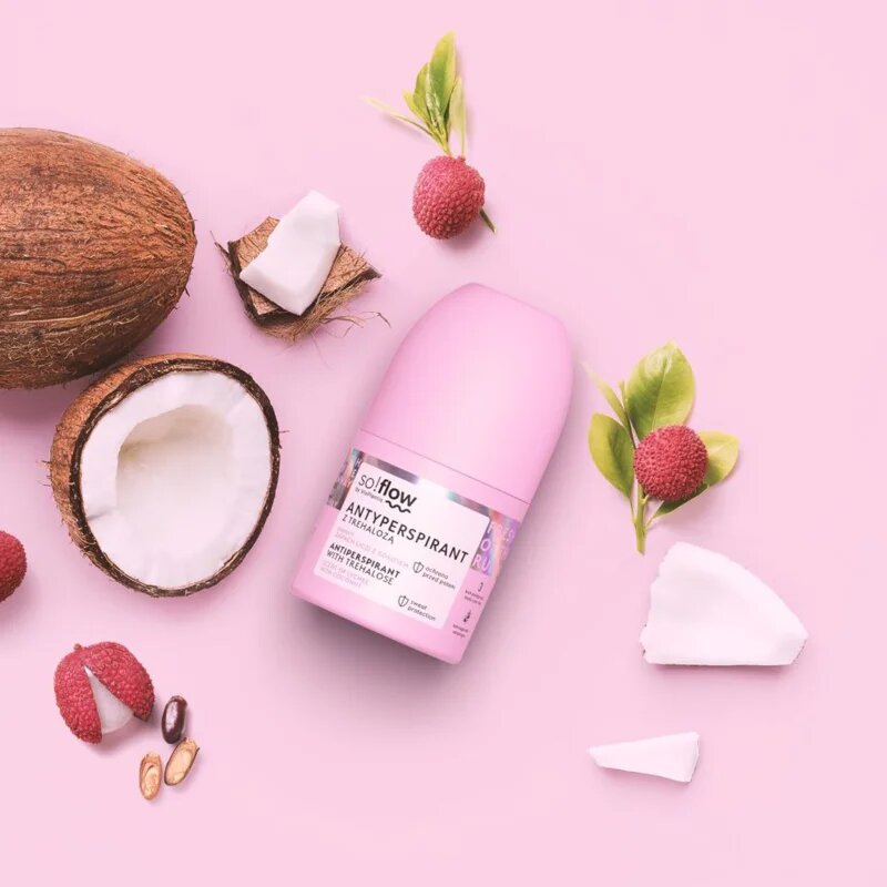 so!flow Antiperspirant golyós dezodor roll-on hölgyeknek Scent of Lychee with Coconut 50 ml