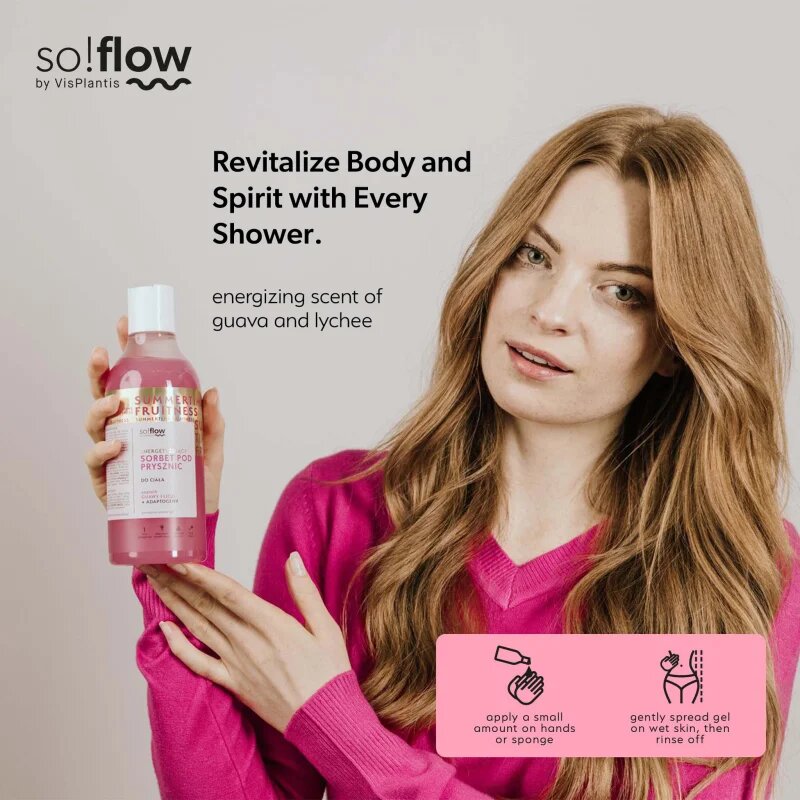 so!flow Energizing Shower Sorbet hidratáló test sorbet zuhanyba Guava Lychee 400 ml