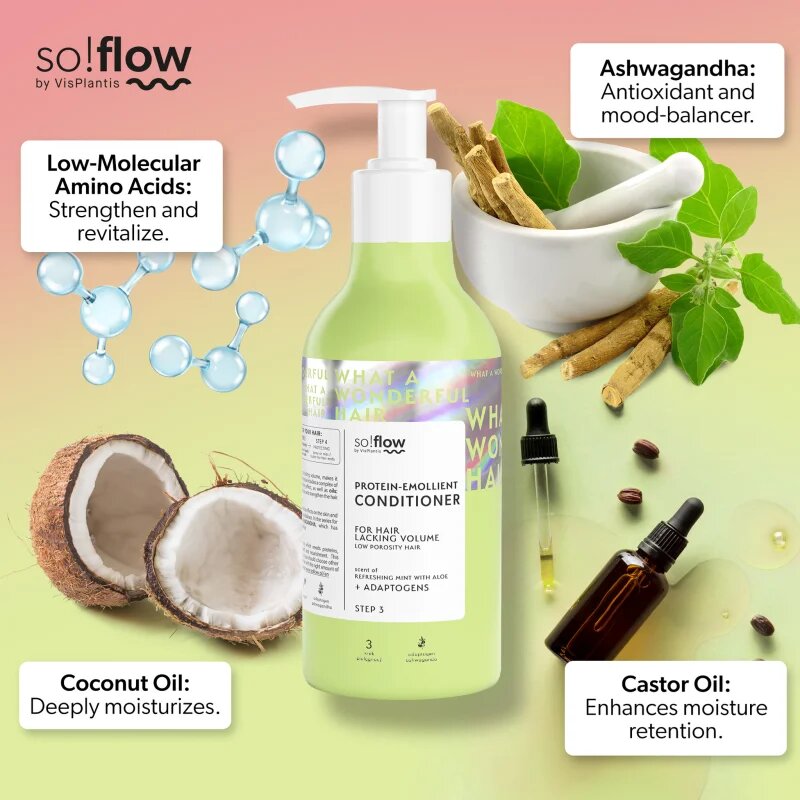 so!flow Low Porosity Hair Protein-Emollient Conditioner kondicionáló lelapuló hajra 400 ml