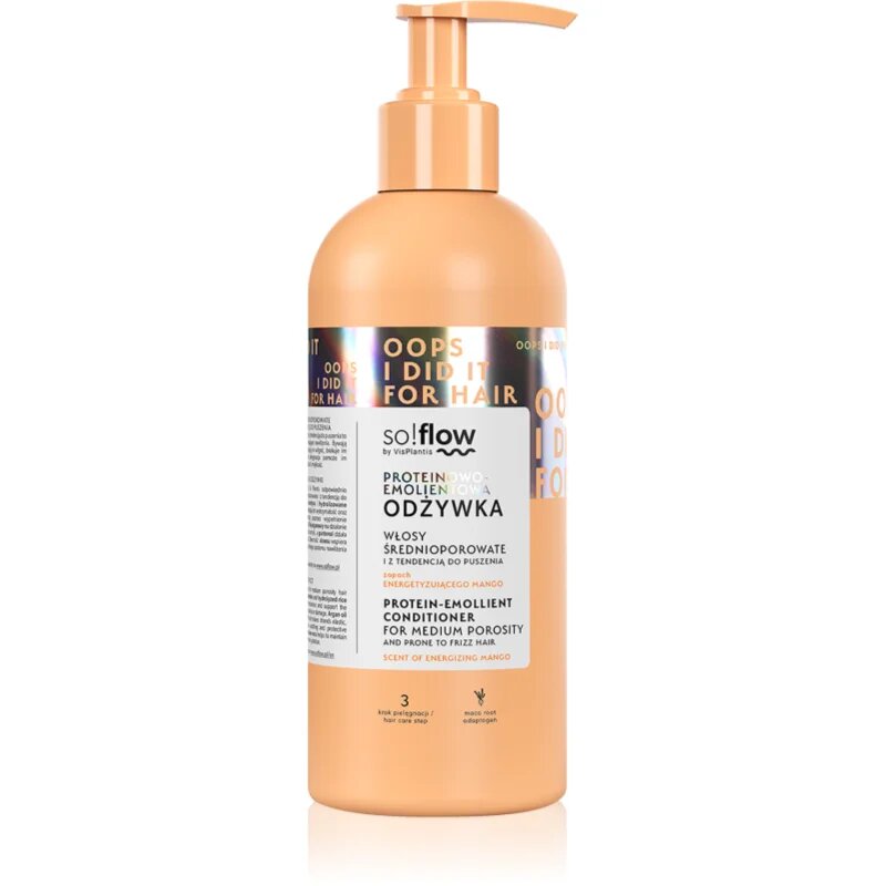 so!flow Medium Porosity Hair Protein-Emollient Conditioner hidratáló és kisimító kondicionáló töredezés ellen 400 ml
