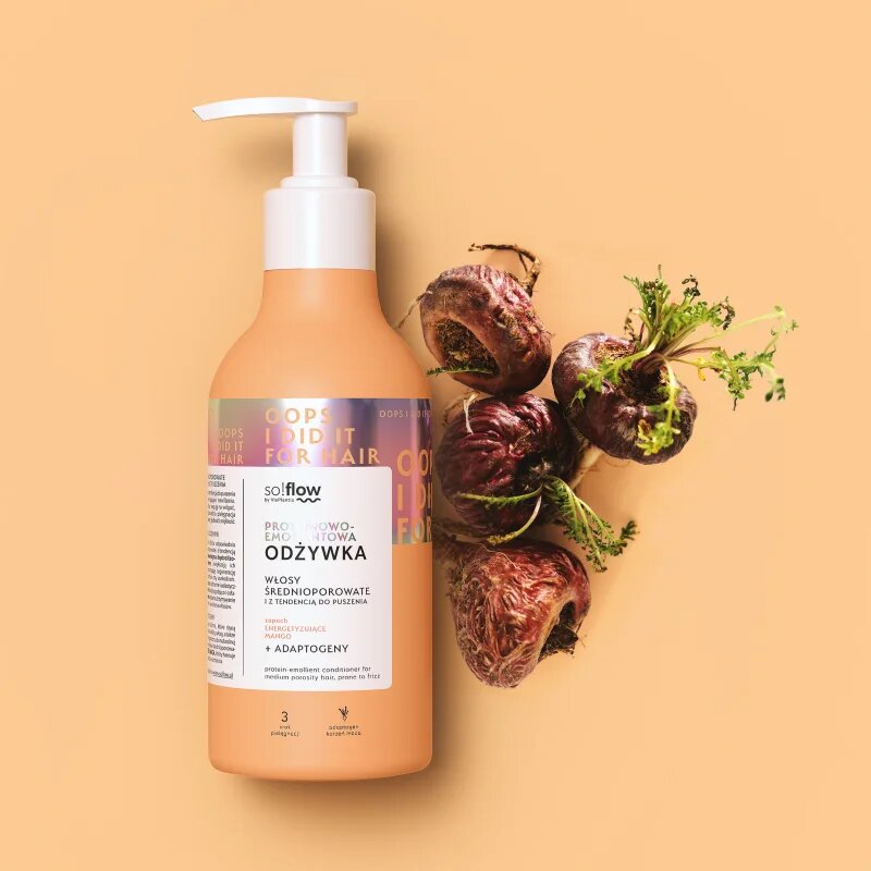 so!flow Medium Porosity Hair Protein-Emollient Conditioner hidratáló és kisimító kondicionáló töredezés ellen 400 ml