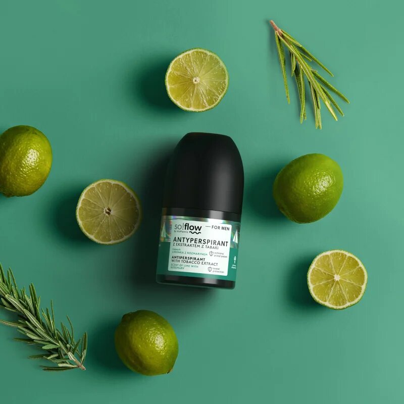 so!flow Men Antiperspirant golyós dezodor roll-on uraknak Tobacco extract scent of Lime with Rosemary 50 ml