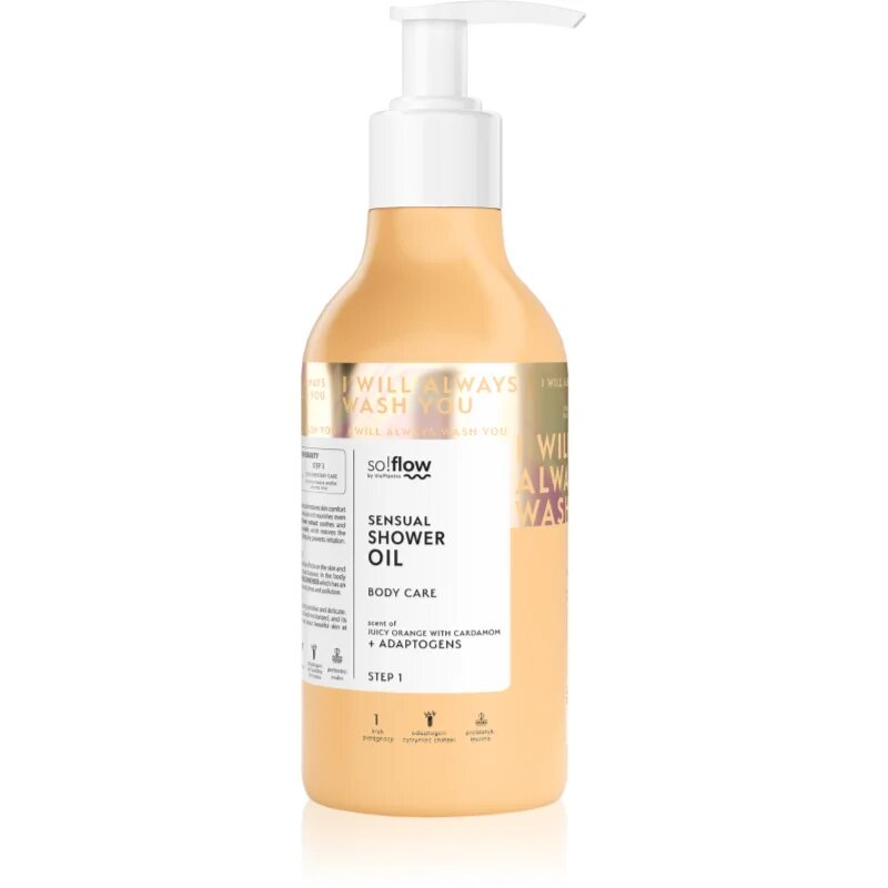 so!flow Sensual Shower Oil tusoló olaj száraz bőrre Orange with Cardamom 400 ml