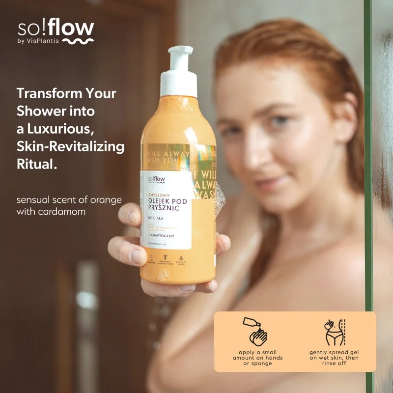 so!flow Sensual Shower Oil tusoló olaj száraz bőrre Orange with Cardamom 400 ml