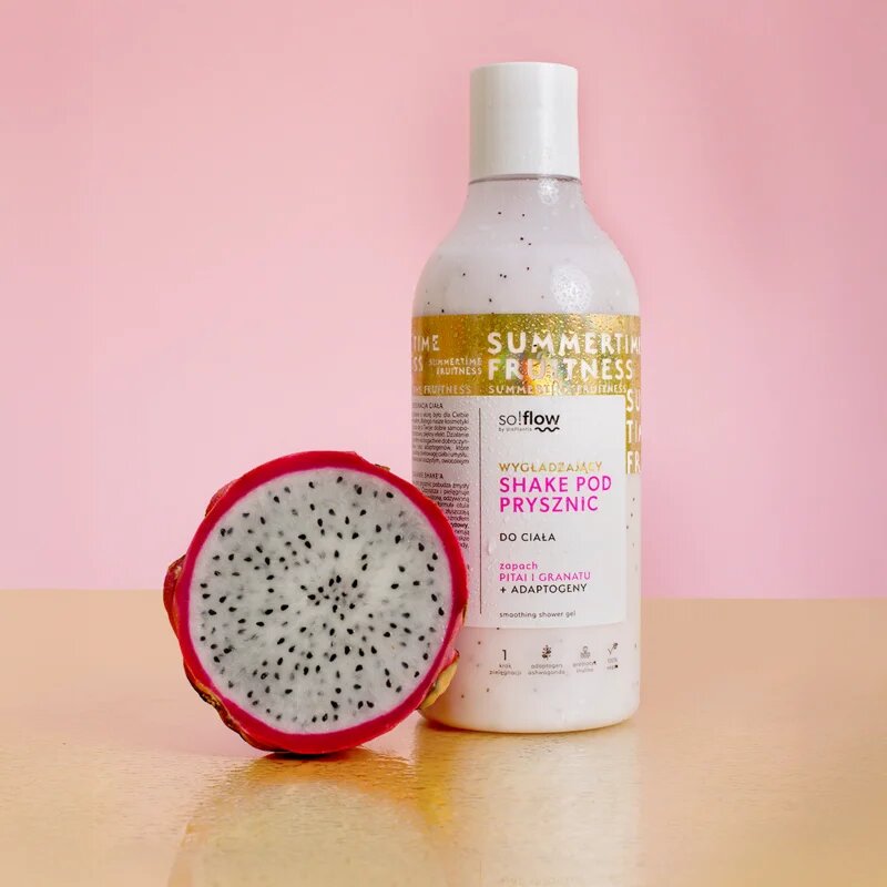 so!flow Smoothing Shower Shake tusfürdő gél minden bőrtípusra Pithaja & Pomegranate 400 ml