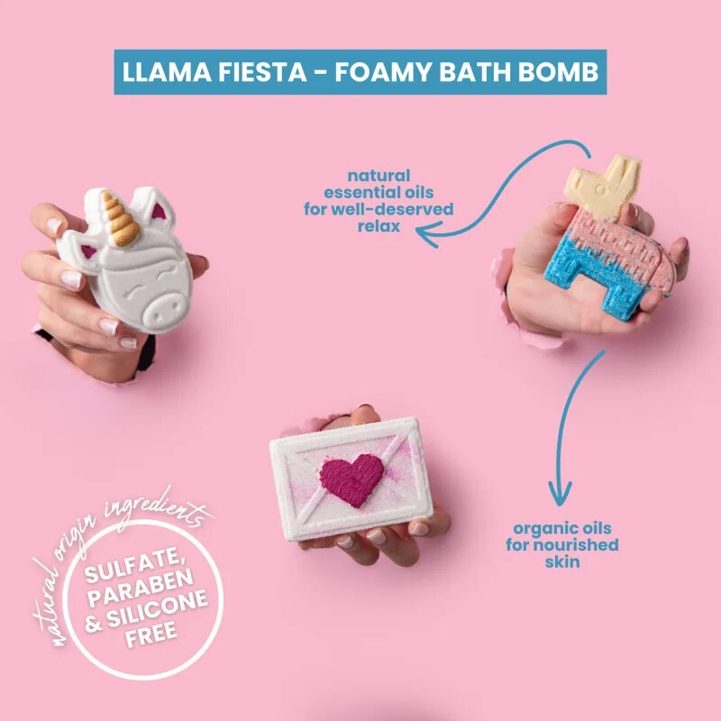 Soaphoria Bath Bomb Llama Fiesta fürdőgolyó 85 g