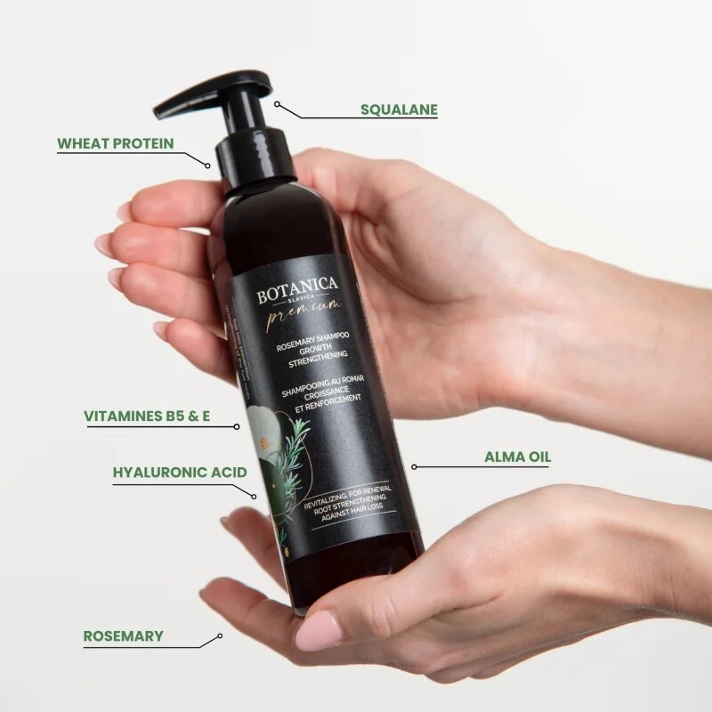 Soaphoria Botanica Slavica Rosemary Shampoo intenzív sampon a haj növekedéséért és megerősítéséért a hajtövektől kezdve 250 ml