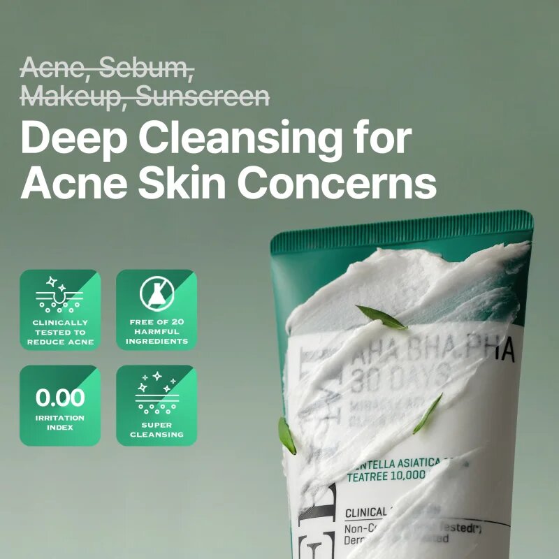 Some By Mi AHA∙BHA∙PHA 30 Days Miracle Acne Clear Foam mélyisztító hab problémás és pattanásos bőrre 50 ml
