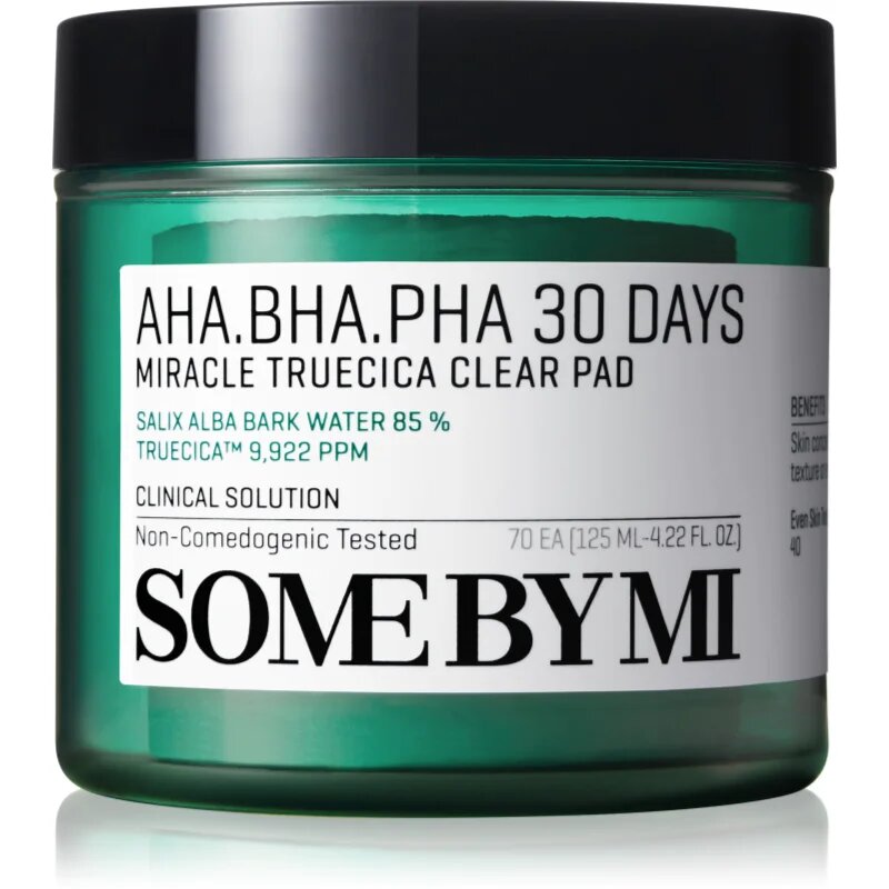 Some By Mi AHA∙BHA∙PHA 30 Days Miracle Truecica Clear Pad tisztító vattakorong problémás és pattanásos bőrre 70 db