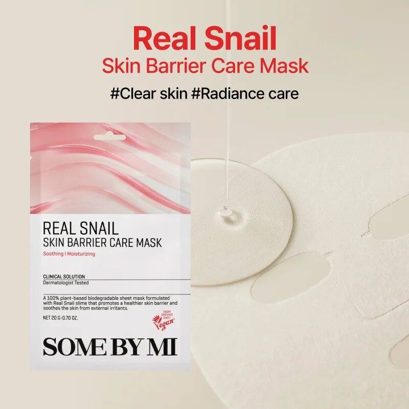 Some By Mi Clinical Solution Snail Skin Barrier Care Mask feszesítő gézmaszk az arcbőr regenerálására és megújítására 20 g