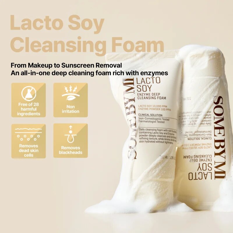 Some By Mi Lacto Soy Enzyme Deep Cleansing Foam mélyisztító hab nyugtató hatással 100 ml