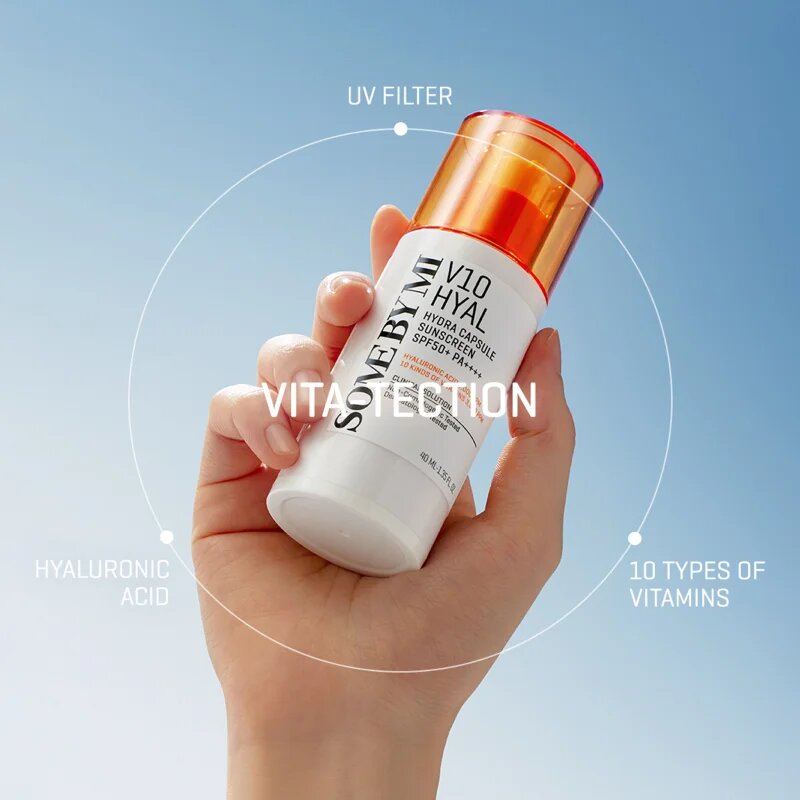 Some By Mi V10 Hyal Hydra Capsule Sunscreen védő arckrém érzékeny és intoleráns bőrre SPF 50+ 40 ml