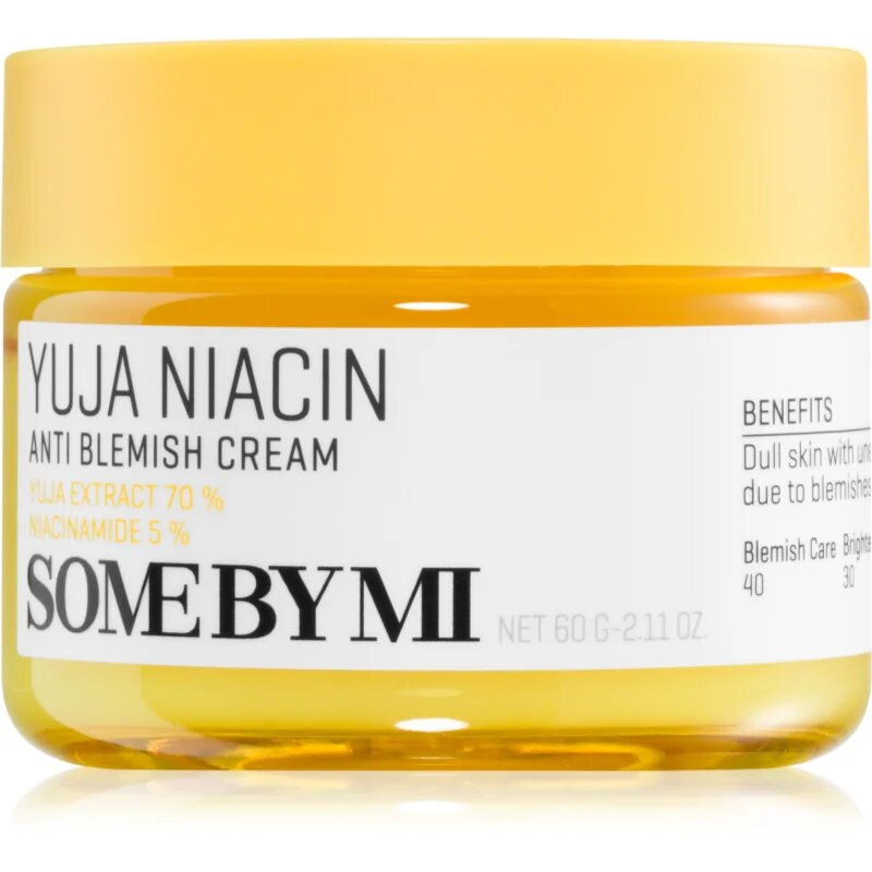 Some By Mi Yuja Niacin Anti Blemish Cream hidratáló és élénkítő arckrém a hiperpigmentációs bőrre 60 g