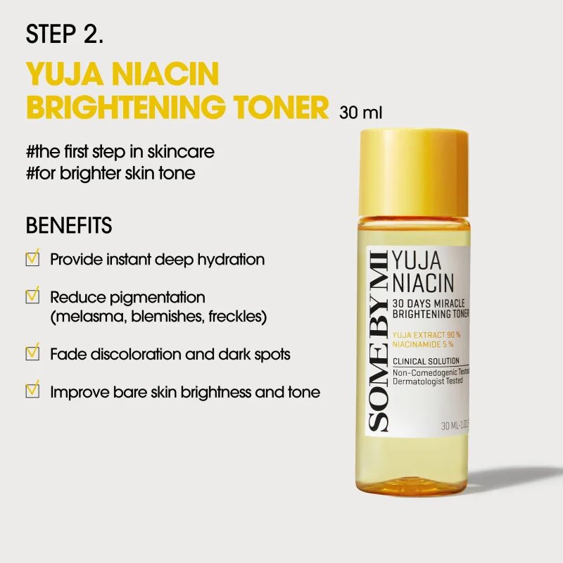 Some By Mi Yuja Niacin Anti Blemish Starter Kit utazási készlet egységesíti a bőrszín tónusait