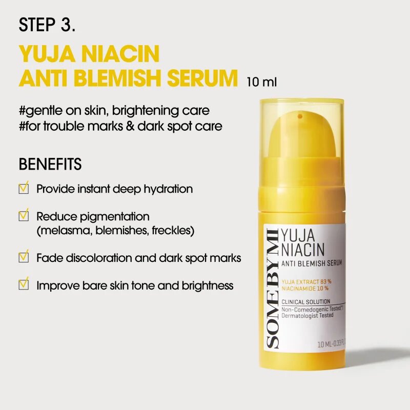 Some By Mi Yuja Niacin Anti Blemish Starter Kit utazási készlet egységesíti a bőrszín tónusait