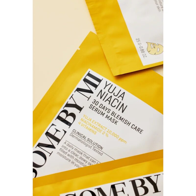 Some By Mi Yuja Niacin Blemish Care Serum Mask fehérítő gézmaszk zsíros és problémás bőrre 25 g