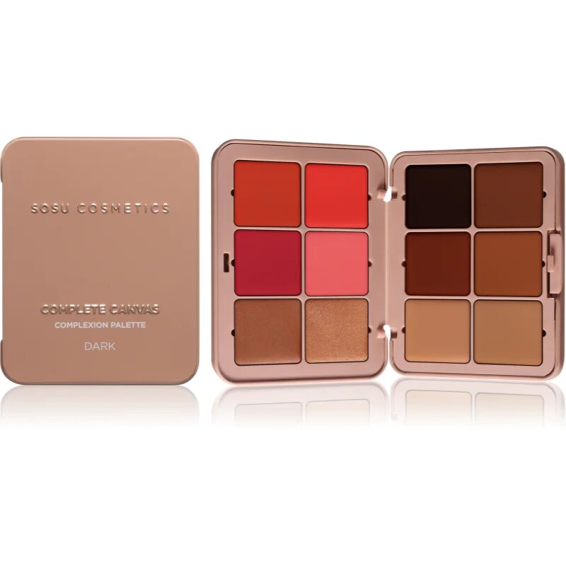 SOSU Cosmetics Complete Canvas Complexion Palette multifunkciós arc paletta az arcra árnyalat Dark 26.4 g