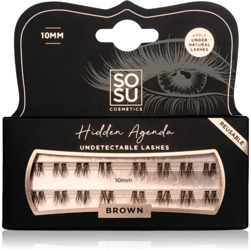 SOSU Cosmetics Hidden Agenda Undetectable Lashes Csomómentes elválasztott szempillák 10mm Brown 16 db