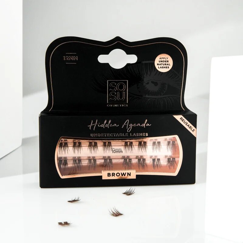 SOSU Cosmetics Hidden Agenda Undetectable Lashes Csomómentes elválasztott szempillák 10mm Brown 16 db