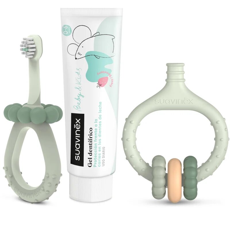 Suavinex Baby & Kids My First Dental Care Set ajándékszett újszülötteknek és kisgyermekeknek Green