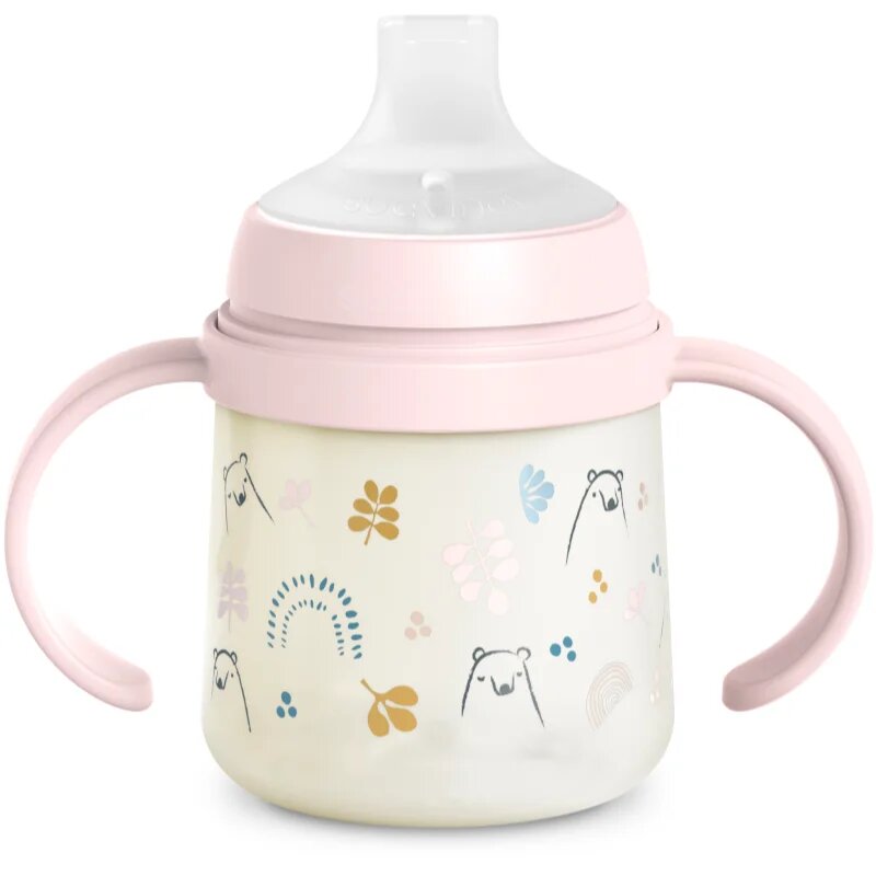 Suavinex Bear gyerekkulacs fogantyúval Pink 1 db