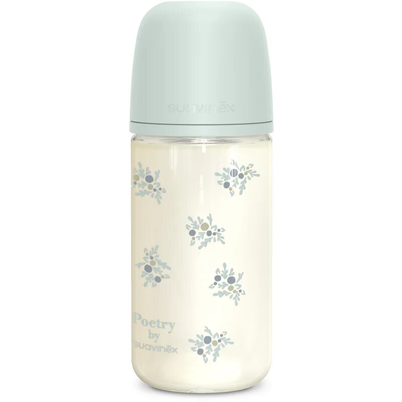 Suavinex Poetry SX Pro Physiological Glass M cumisüveg üvegből 3 m+ Medium Flow - Blue 1 db