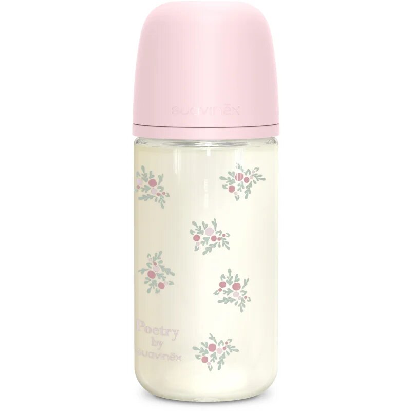 Suavinex Poetry SX Pro Physiological Glass M cumisüveg üvegből 3 m+ Medium Flow - Pink 1 db