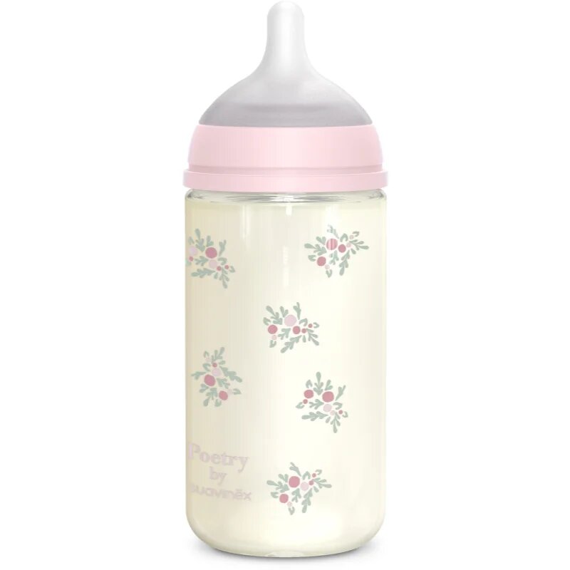 Suavinex Poetry SX Pro Physiological Glass M cumisüveg üvegből 3 m+ Medium Flow - Pink 1 db