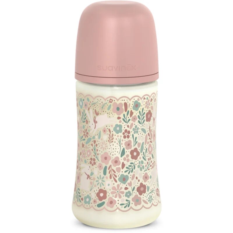 Suavinex Wonderland SX Pro Physiological Anti-Colic cumisüveg M Medium Flow 3 m+ Pink Flower 270 ml
