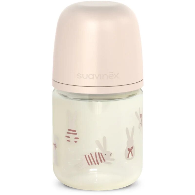 Suavinex Wonderland SX Pro Physiological Anti-Colic Glass cumisüveg üvegből SX PRO +0 SF Pink Bunny 120 ml