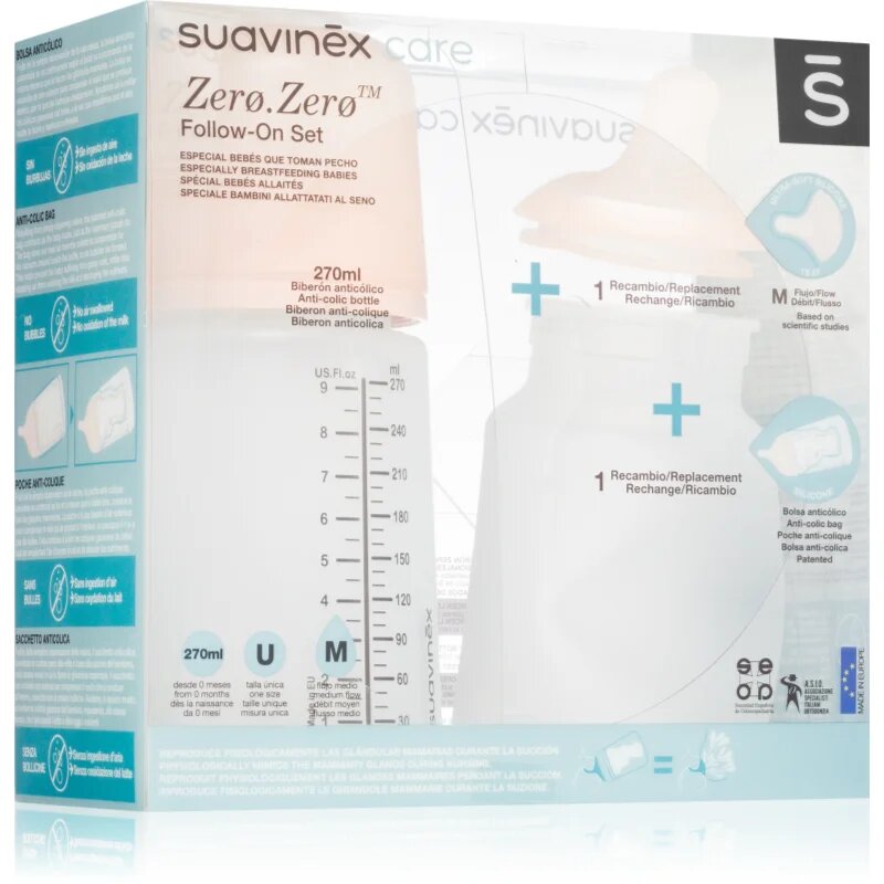 Suavinex Zero Zero Follow-On Set ajándékszett újszülötteknek M Medium Flow 3 m+