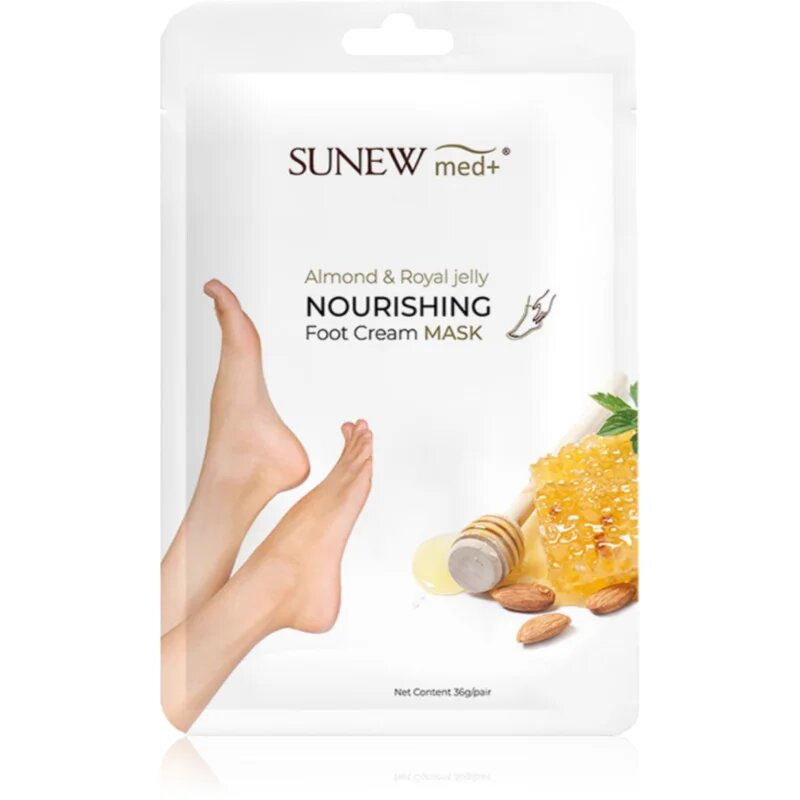 SUNEWMED+ Moisturising Foot Mask with Sweet Almond Oil and Royal Jelly hidratáló maszk lábfejre 1 pár