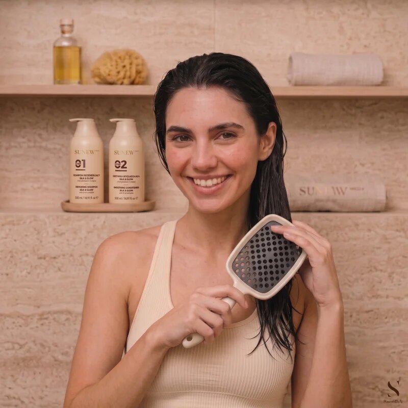 SUNEWMED+ Silk & Glow Detangling Hair Brush hajkefe a könnyű kifésülésért 1 db