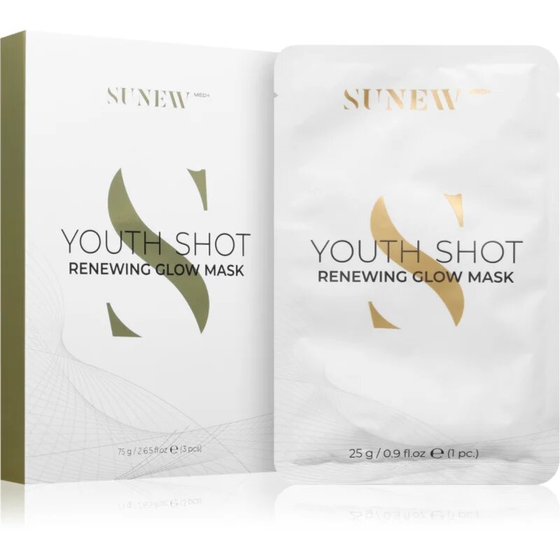SUNEWMED+ Youth Shot Regenerating Glow Face Sheet Mask arcmaszk a bőr regenerációjára 3 db